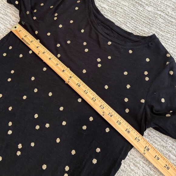 BODEN Gold Metallic Polka Dot Long Sleeve T-Shirt Womens Size Small Black Tee - Picture 7 of 10